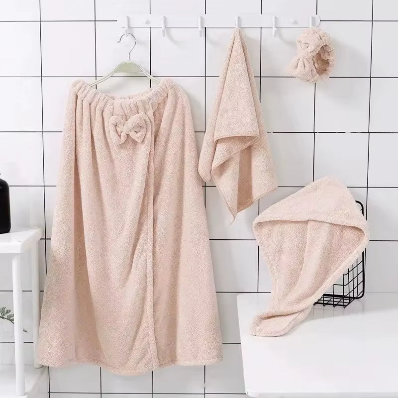 4PCS/SET Microfiber Woman Shower Bath Towel Hair Towel Face Towel Set for Adults Bath and Sauna Towels Bathroom Quick Drying