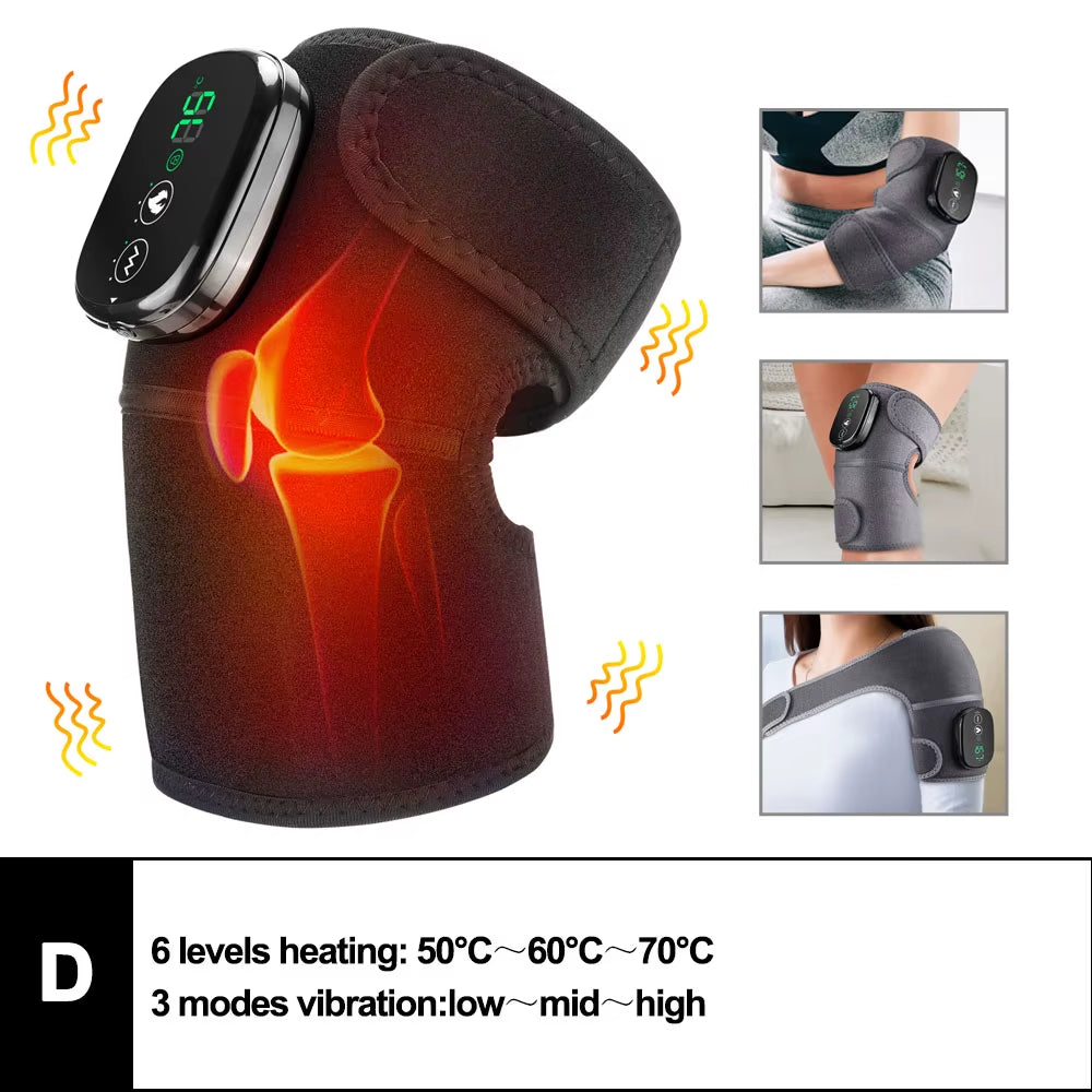 Electric Heated Vibration Knee Massage Pad 3 in 1 Massager for Shoulder Elbow Hot Compress Thermal Joint Brace Muscle Relaxation