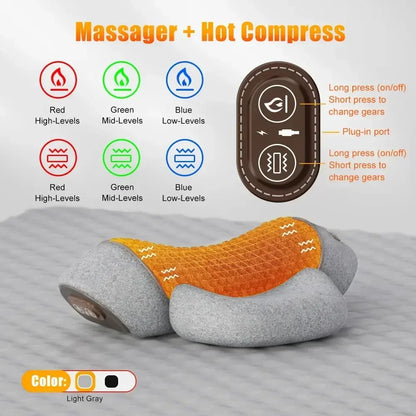 Electric Massager Cervical Pillow Hot Compress Vibration Massage Neck Traction Relax Sleeping Memory Foam Pillow Spine Support
