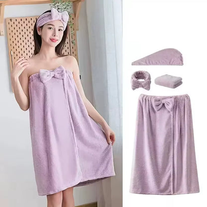 4PCS/SET Microfiber Woman Shower Bath Towel Hair Towel Face Towel Set for Adults Bath and Sauna Towels Bathroom Quick Drying