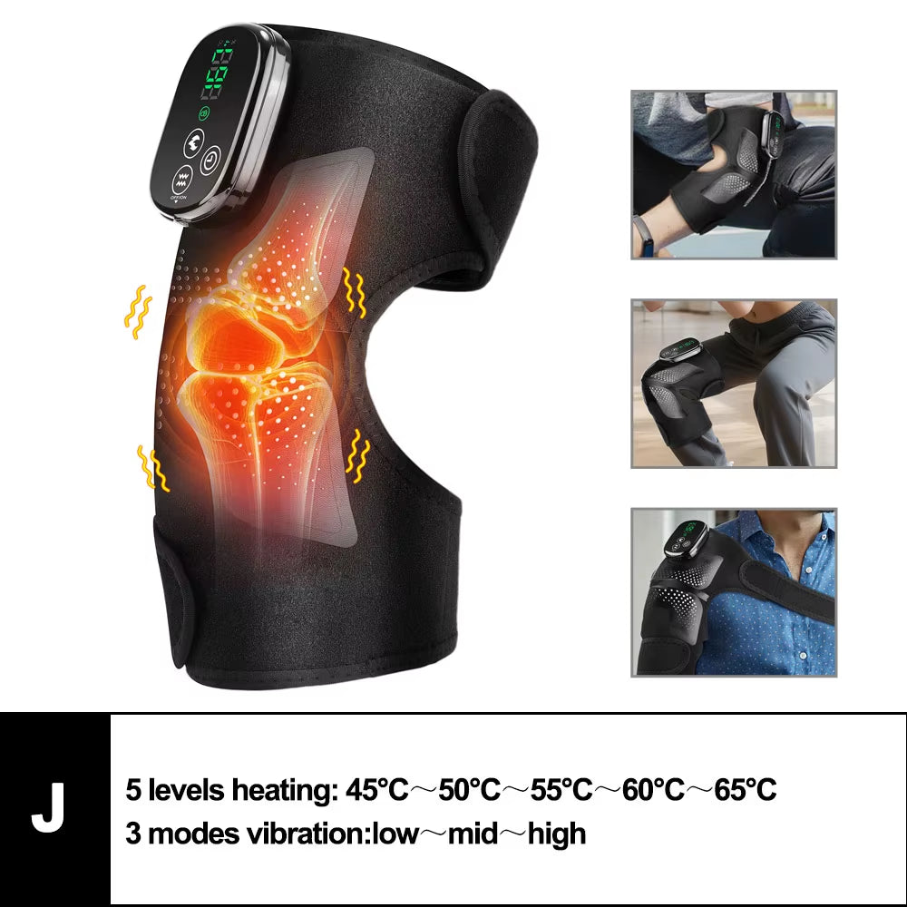 Electric Heated Vibration Knee Massage Pad 3 in 1 Massager for Shoulder Elbow Hot Compress Thermal Joint Brace Muscle Relaxation