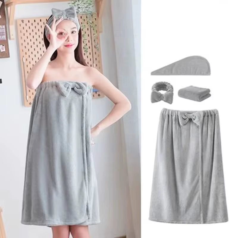 4PCS/SET Microfiber Woman Shower Bath Towel Hair Towel Face Towel Set for Adults Bath and Sauna Towels Bathroom Quick Drying