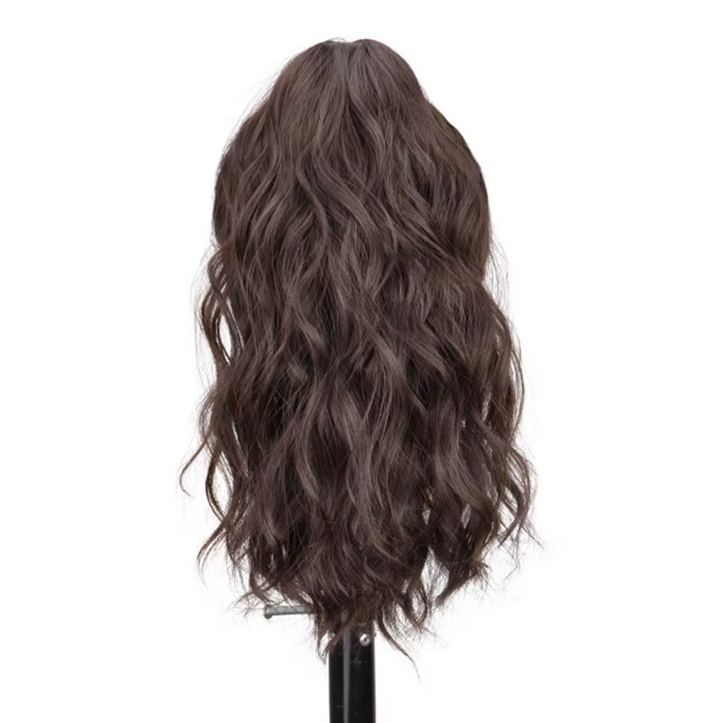 Synthetic 14Inch Short Wavy Brown Blonde Ponytail Hair Extension Claw Clip in Hairpiece Style for Women