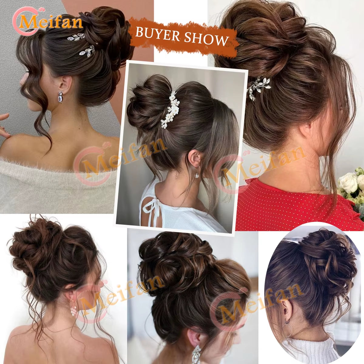 Synthetic Chignon Messy Curly Bun Claw Clip in Hair Piece Wavy Fake Hair Bun Ponytail Extensions Scrunchie Hairpieces for Women
