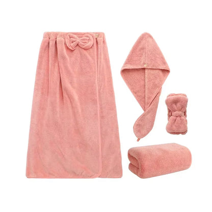 4PCS/SET Microfiber Woman Shower Bath Towel Hair Towel Face Towel Set for Adults Bath and Sauna Towels Bathroom Quick Drying