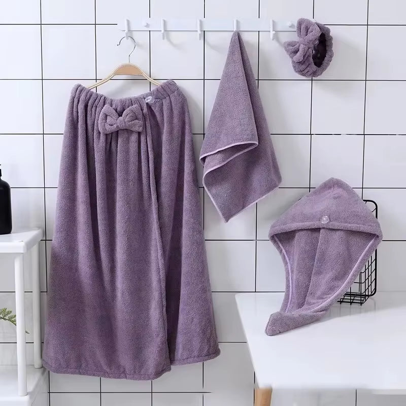 4PCS/SET Microfiber Woman Shower Bath Towel Hair Towel Face Towel Set for Adults Bath and Sauna Towels Bathroom Quick Drying