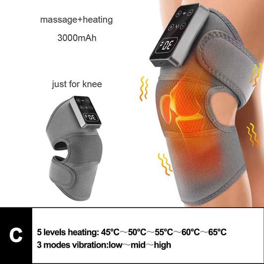Electric Heated Vibration Knee Massage Pad 3 in 1 Massager for Shoulder Elbow Hot Compress Thermal Joint Brace Muscle Relaxation