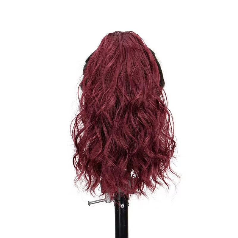 Synthetic 14Inch Short Wavy Brown Blonde Ponytail Hair Extension Claw Clip in Hairpiece Style for Women