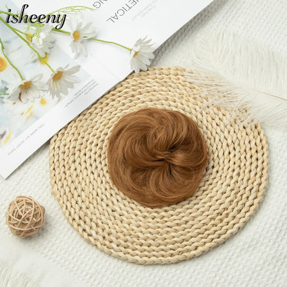 Messy Bun Hair Piece Real Tousled Updo Extension Natural Curly Buns with Elastic Band Hair Piece Ponytail Extensions for Women
