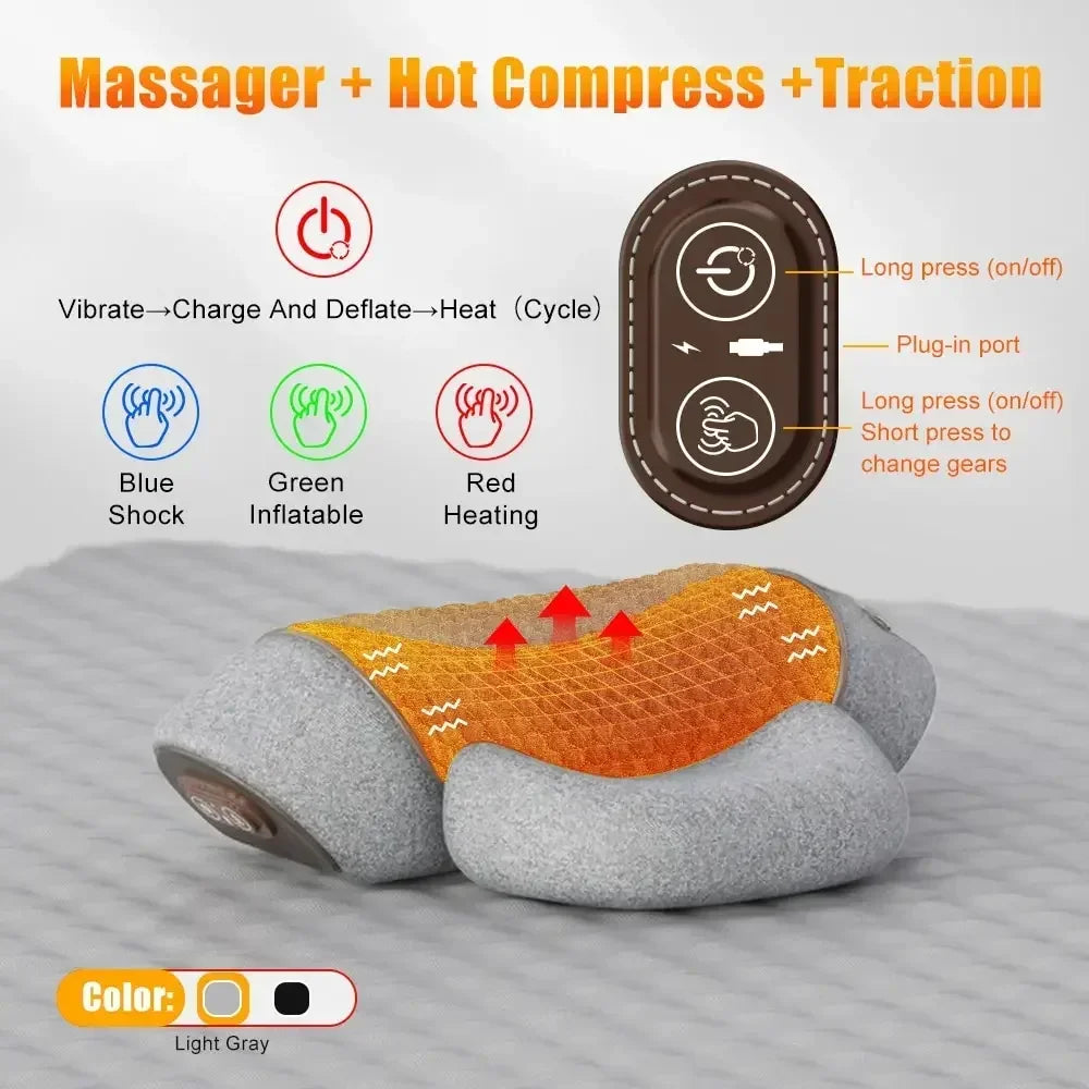 Electric Massager Cervical Pillow Hot Compress Vibration Massage Neck Traction Relax Sleeping Memory Foam Pillow Spine Support
