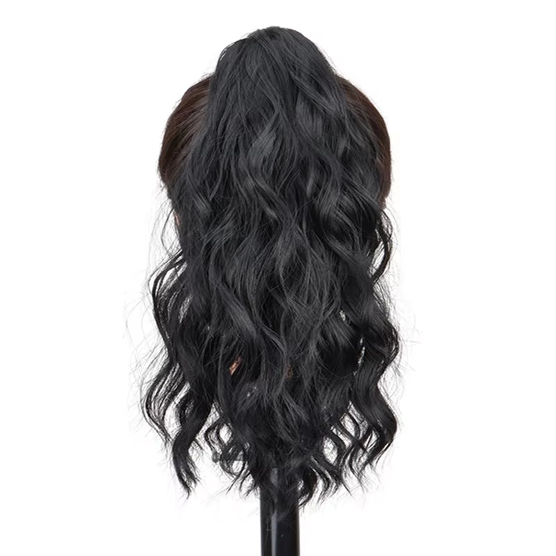 Synthetic 14Inch Short Wavy Brown Blonde Ponytail Hair Extension Claw Clip in Hairpiece Style for Women