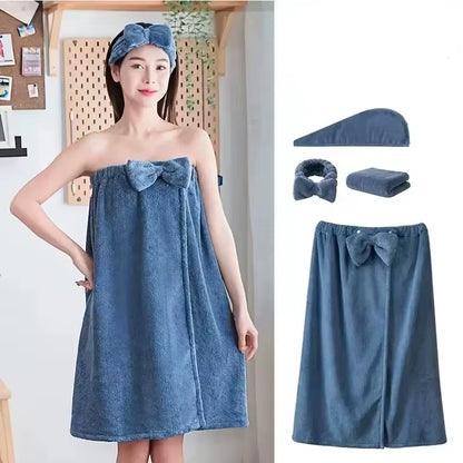 4PCS/SET Microfiber Woman Shower Bath Towel Hair Towel Face Towel Set for Adults Bath and Sauna Towels Bathroom Quick Drying