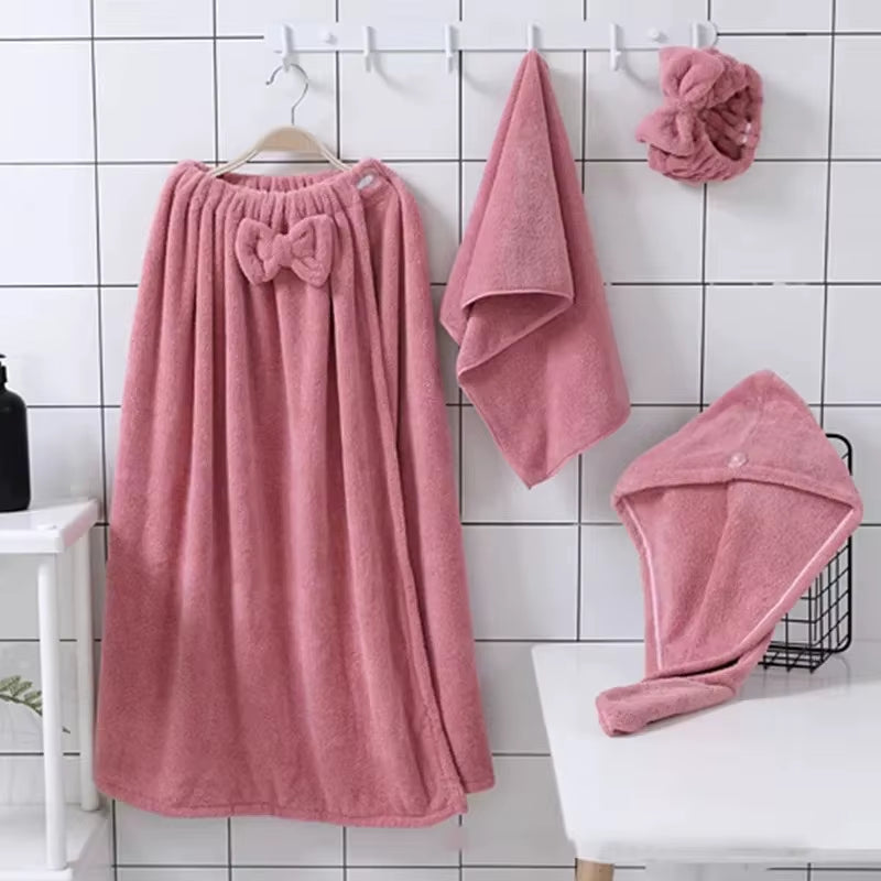 4PCS/SET Microfiber Woman Shower Bath Towel Hair Towel Face Towel Set for Adults Bath and Sauna Towels Bathroom Quick Drying