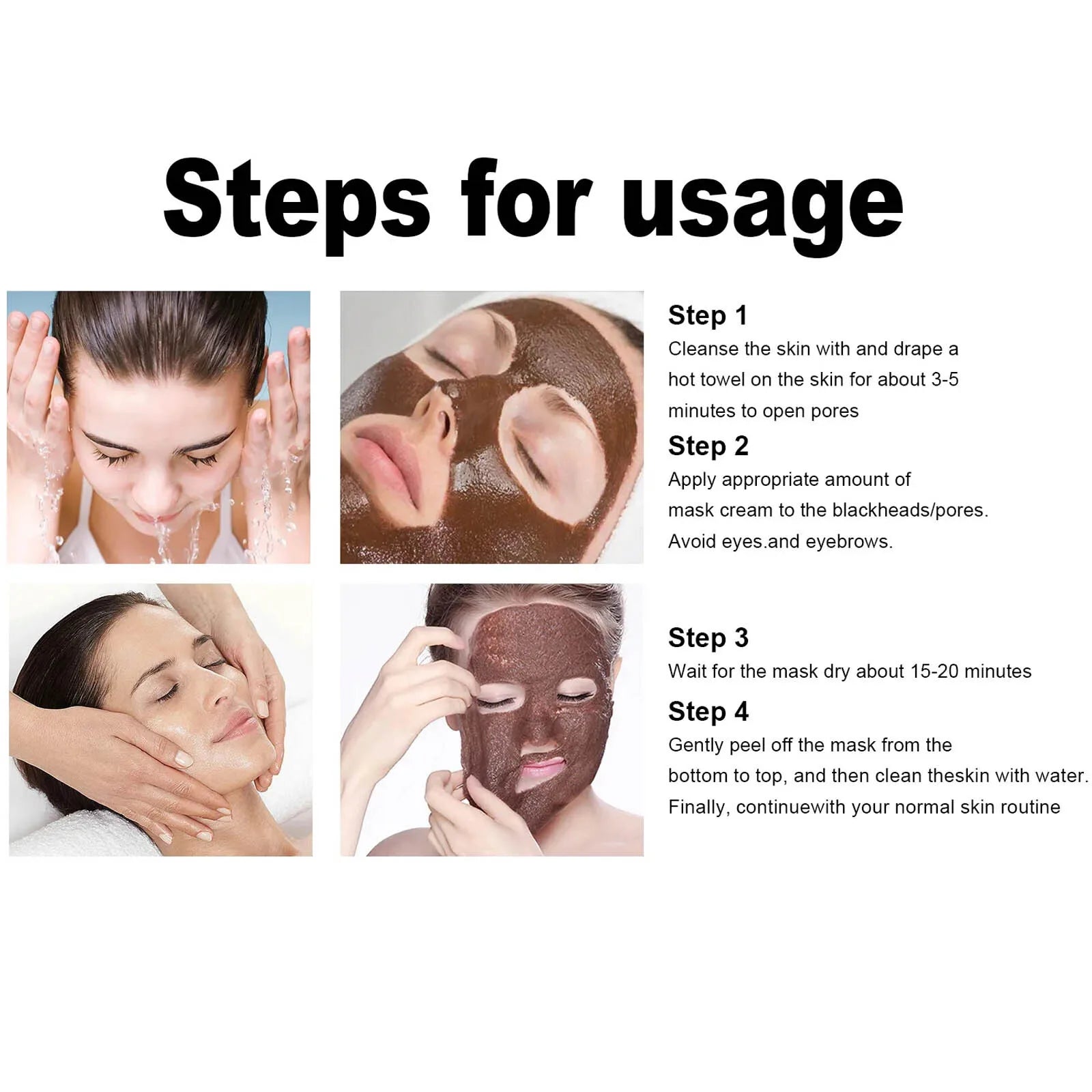 Peel off Mask Black Head Removal Shrink Pores Acne Nose Deep Cleaning Oil Control Moisturizing Face Mask Skin Care 80G